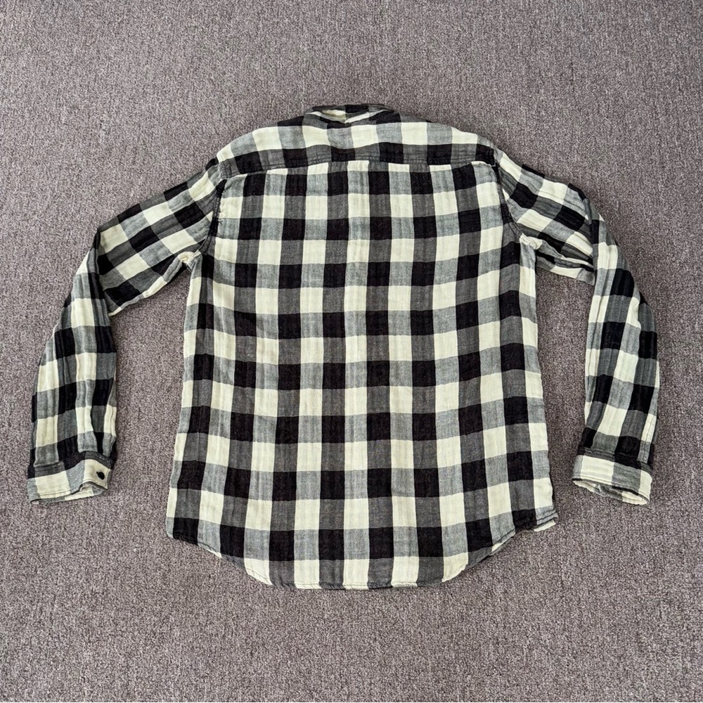 Denim & Supply Ralph Lauren Flannel Shirt Brown Cream XL TG 100% Cotton Men’s - Picture 5 of 7